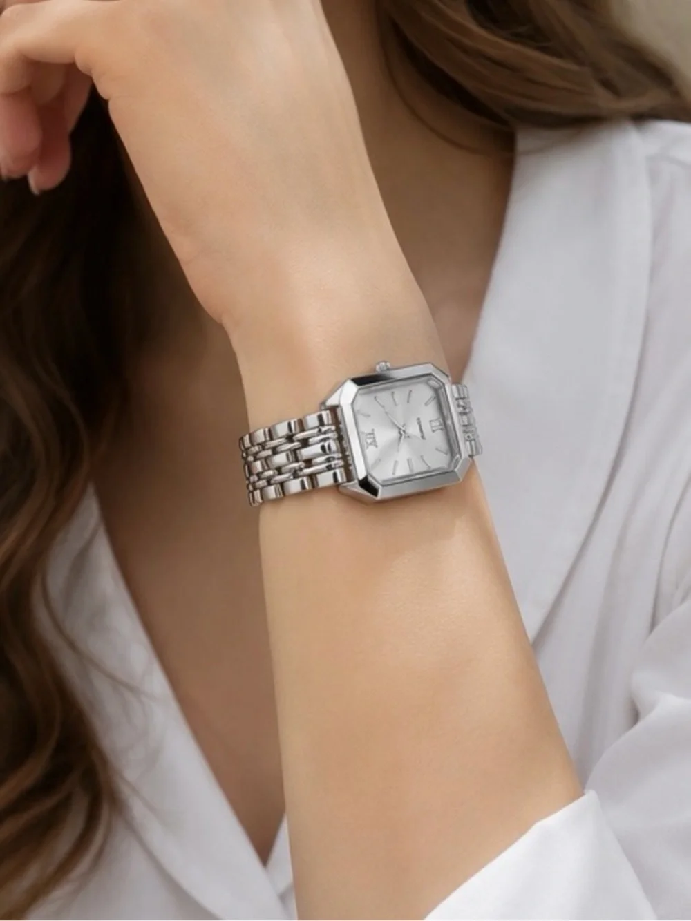 Maison Luxe Rectangular Link Bracelet Watch